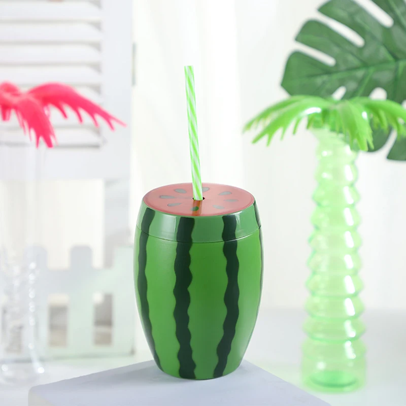 Description Picture 2 of itemWatermelon Shaped Cup with Lid Straw Juice Cup Durable Drinking Cups Lovely Party Cup Water Bottle & Cup Accessories
