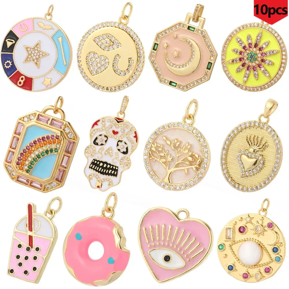 10 Stück Lot Herz Liebe und Totenkopf Niedlich 10 Stück Charms Designer Diy Schmuckherstellung Zubehör für Ohrringe Halskette Armband Großhandel