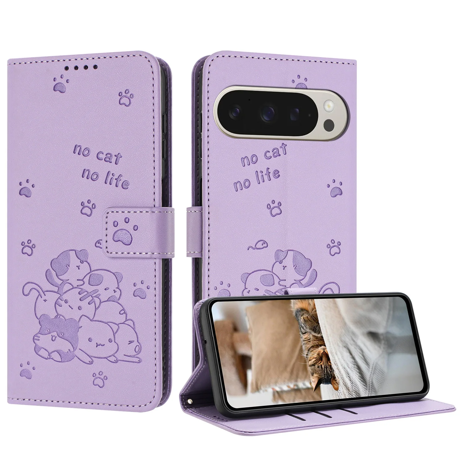 Luxury 3D Cat Wallet Case - Premium Flip Leather Phone Cover with Magnetic Stand