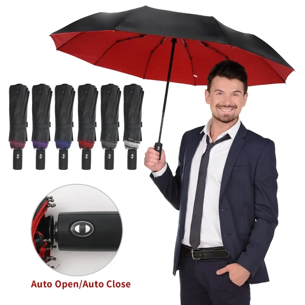 Double-layer Automatic Umbrella Windproof Sun Protection Strong 10 Skeleton Durable and Sturdy Business Casual Folding Umbrella