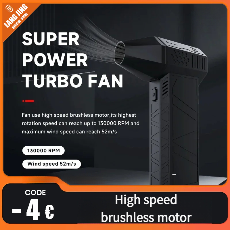 LANGJING3nd Generation Blower Mini Turbo Jet Fan Handheld Brushless Motor 130,000 RPM Wind Speed 52 m/s industrial Duct Fan