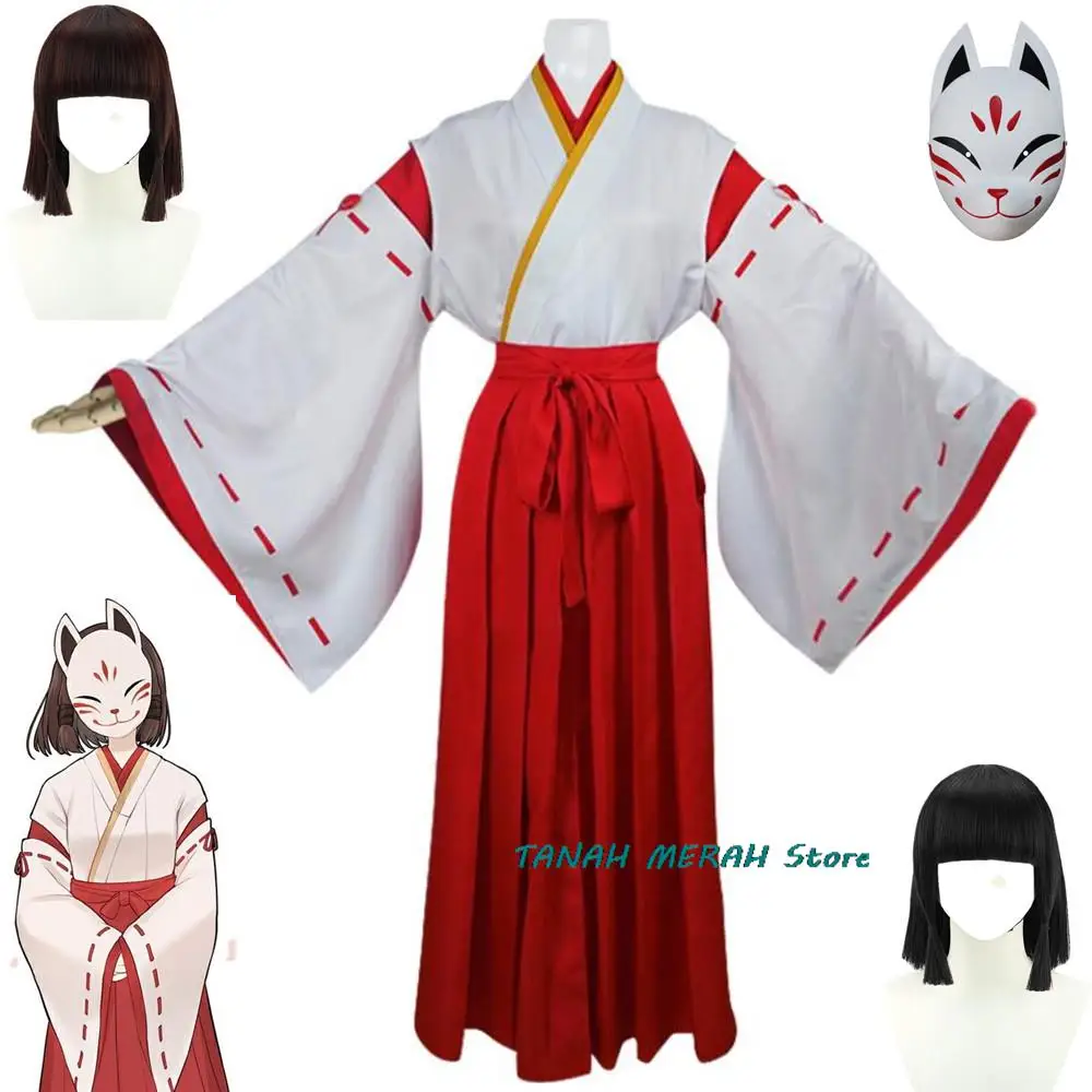

Kazari Hanachirusato Cosplay Costume Anime Game Genshin Impact Inazuma Narukami Island NPC Halloween Witch Kimono Suit Wig Mask