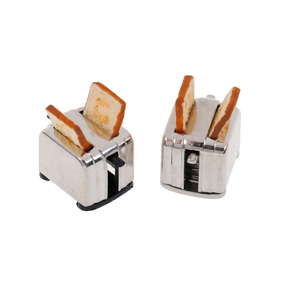 1:12 Scale Dollhouse Miniature Toaster Cute Simulation Food Decorations Mini Kitchen Toy With 2PCS Bread Doll Toast Machine 5