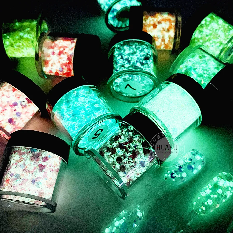 15Colors Holographic Luminous Sequins Nail Art Glitters