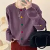 Japanese Sweet and Fresh Round Neck Colorful Button Knitwear Coat Academy Style Western Versatile Sweater Women's Cardigan 5