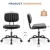 JHK Armless Office Desk Chair Back Lumbar Support Height Adjustable PU Leather Computer Chair with 360° Swivel Rolling Wheels 4