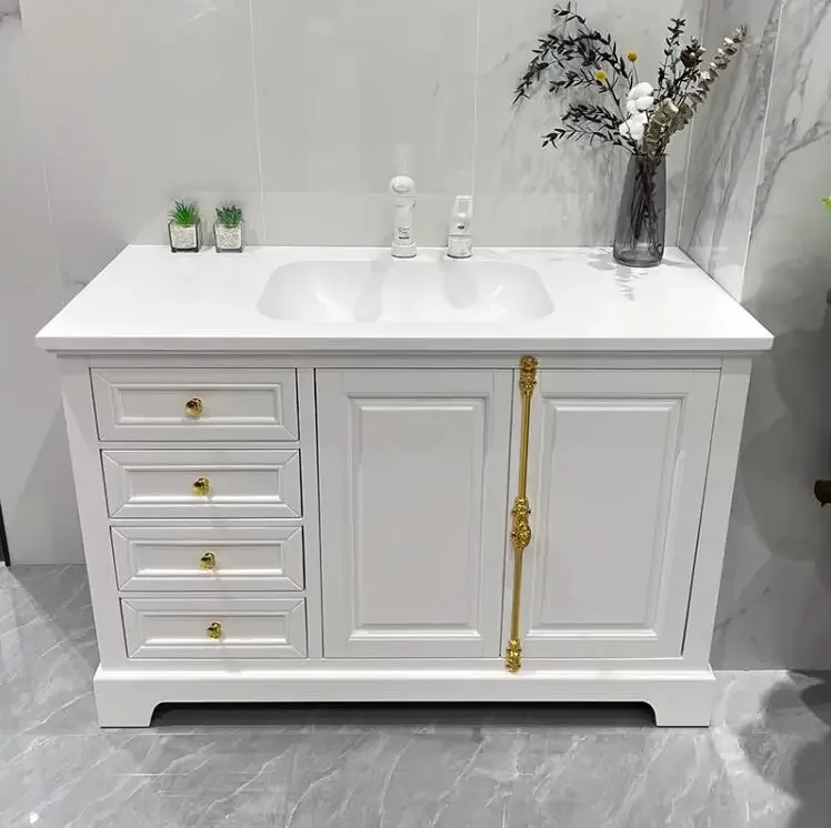 Waterproof Plywood Sintered Stone Bathroom Vanity With Mirror Wash Basin For Hotel Bathroom