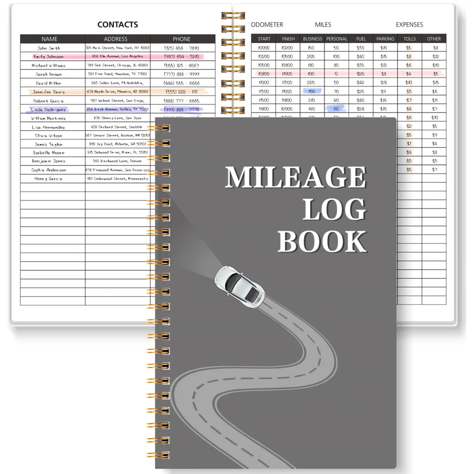 A5 Size Mileage Log JUBTIC Auto Mileage Log Book - Vehicle Maintenance Tracker With Gas Consumption & Expense Records Tax Deduction Logbook