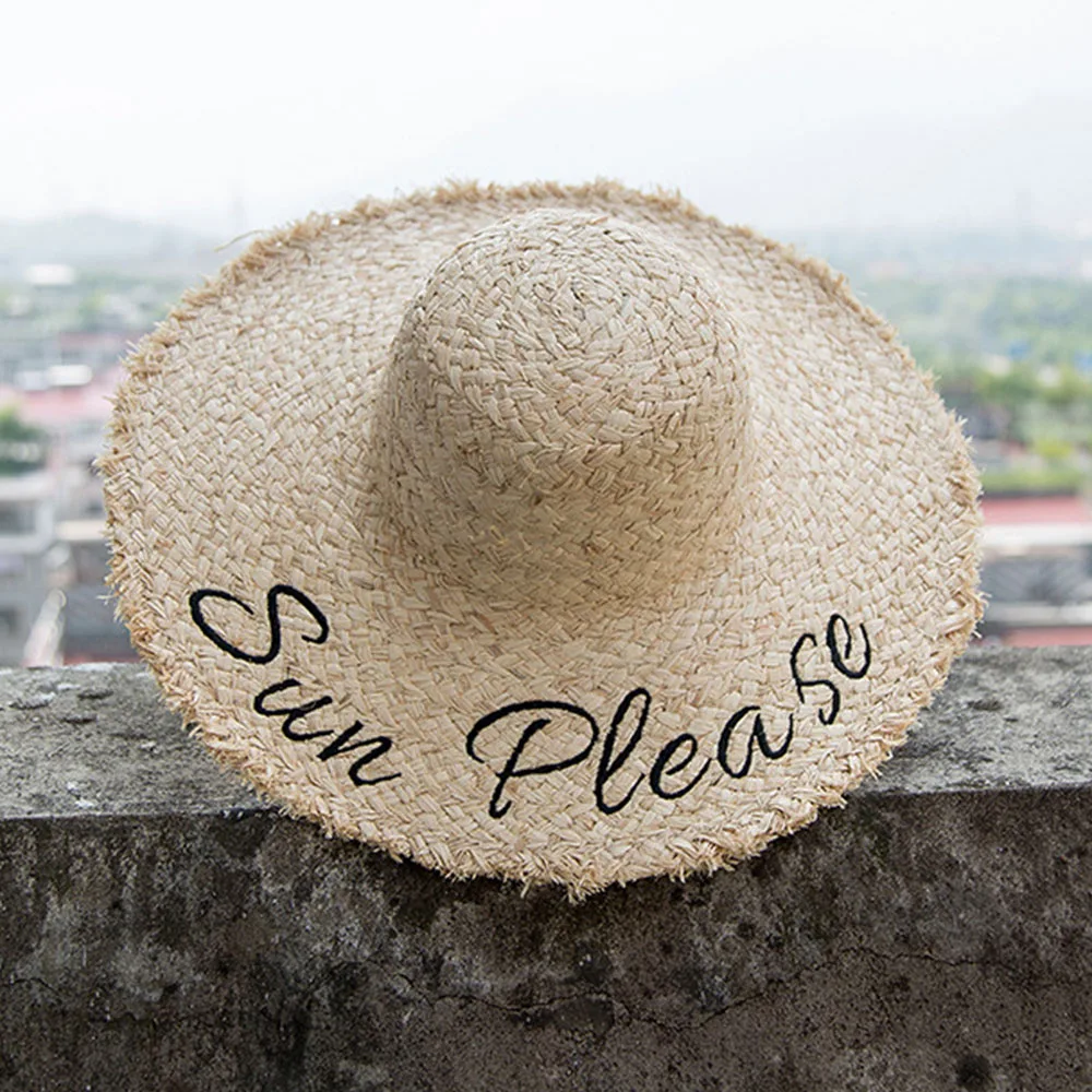 Women's Summer Straw Hat Raffia Wide Brim Breathable Beach Cap_voghion.com