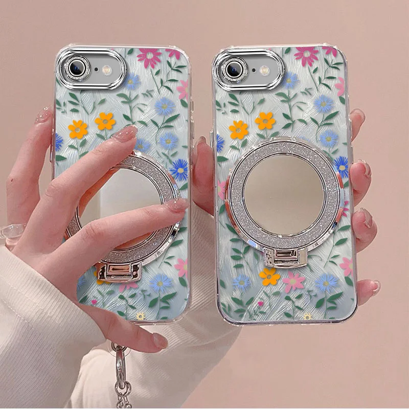 Floral Charm Phone Accessory Set: Case, Lanyard & Stand