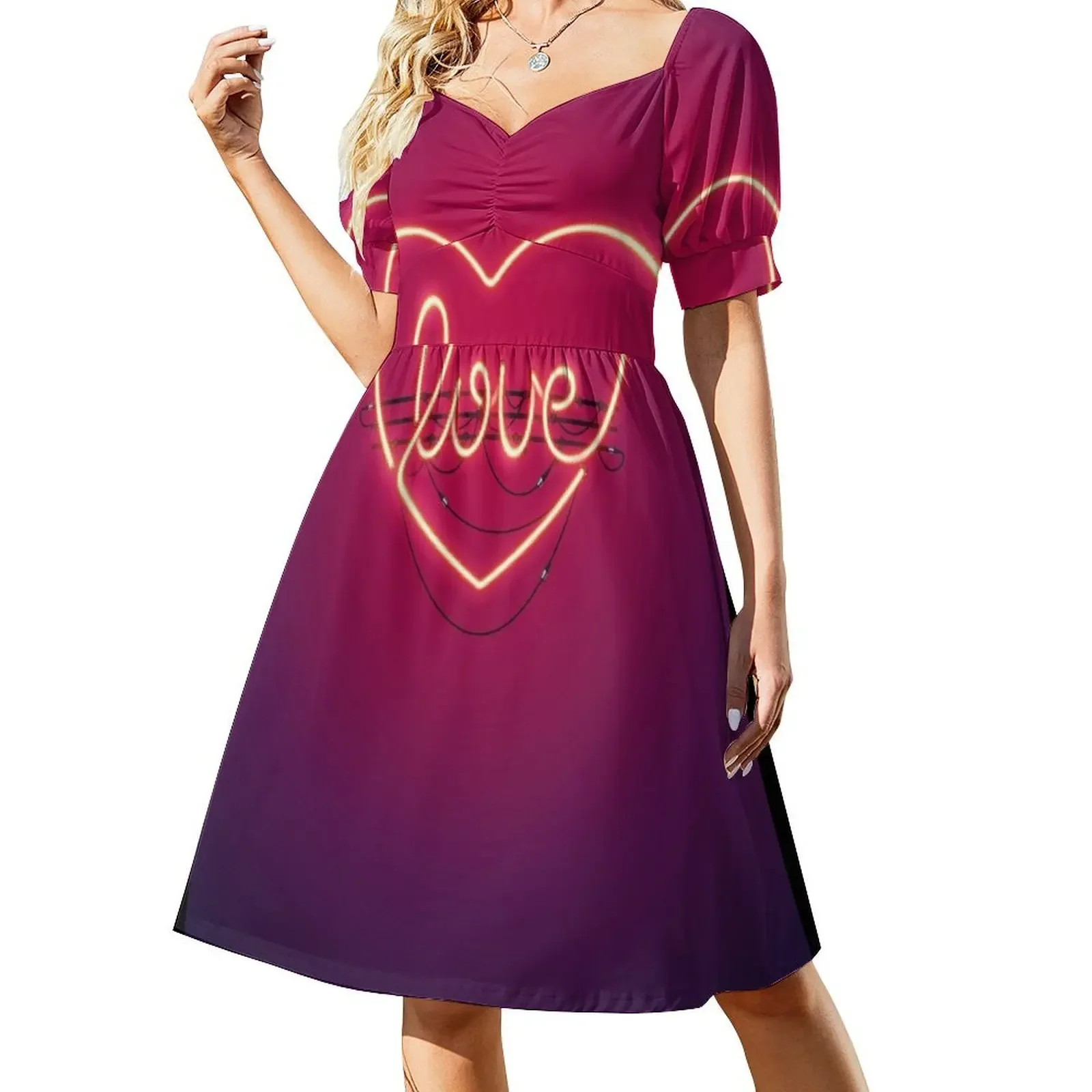 Vestido sin mangas con letrero de neón de corazón de amor vestidos para mujer vestido de fiesta de diseñador de lujo vestido