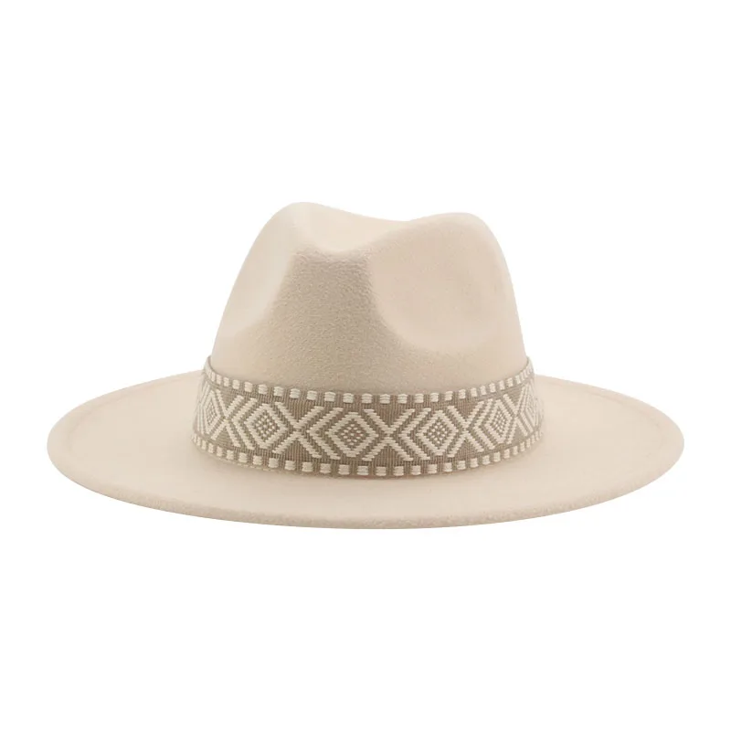 

Panama Hat Western Cowoy Hats for Women Solid Big Brim Casual Fedoras Men Women Camel Black White Felted Hat Sombreros Gorras