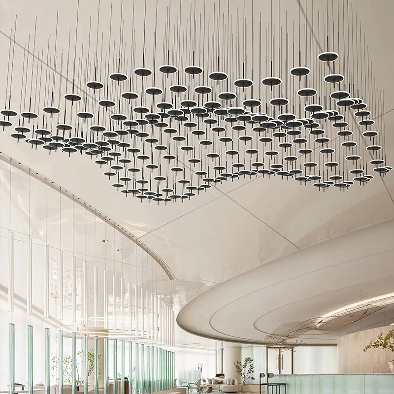 Lampy wiszące do projekt salonu nowoczesny czarny Led Iron Art okrągły żyrandol do hotelu dostosowane duże żyrandole