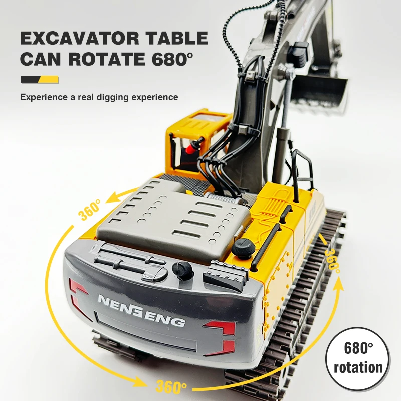 1/20 RC Car 2.4G Remote Control Excavator Construction Engineering Vehicle With 680 Degree Rotation Model Toys for Boys Kid Gift 5