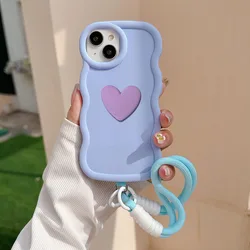 3D Love Heart Shockproof Phone Case with Rope Lanyard - Enhanced Protection and Style - Honor 400 Lite (Purple)