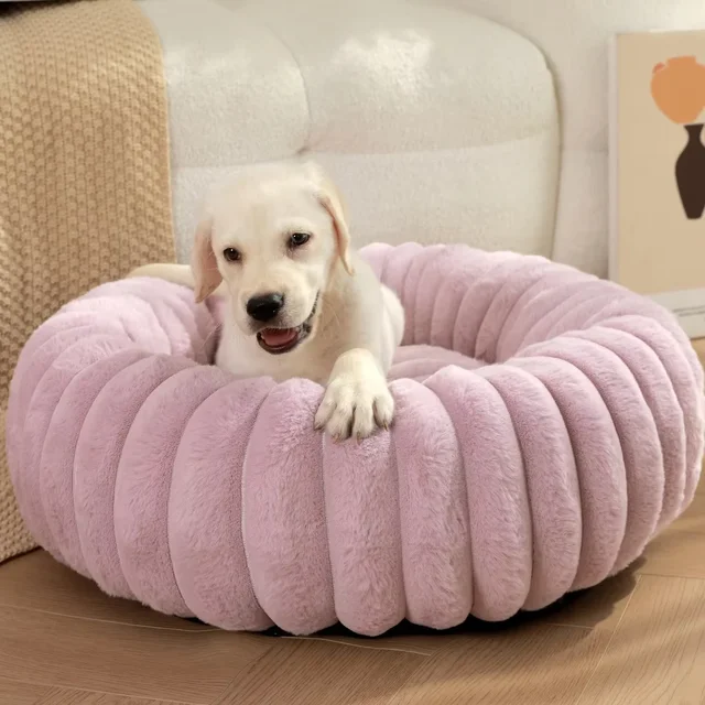 40-70cm Round Pet Bed for Dog Bed Super Soft Cat Bed Long Plush Dog House for Medium Dog House Winter Warm Sleeping 4