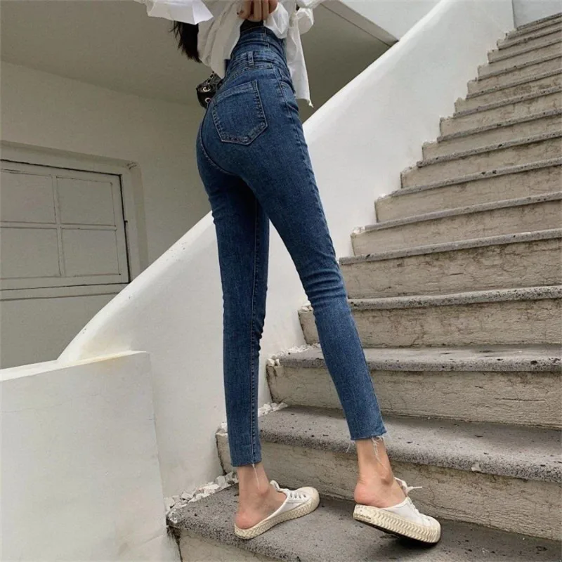 Stretch Vaqueros Super High Waist Women Ankle-length Pencil Jeans Korean Casual Skinny Denim Pants New Streetwear Kot Pantalones