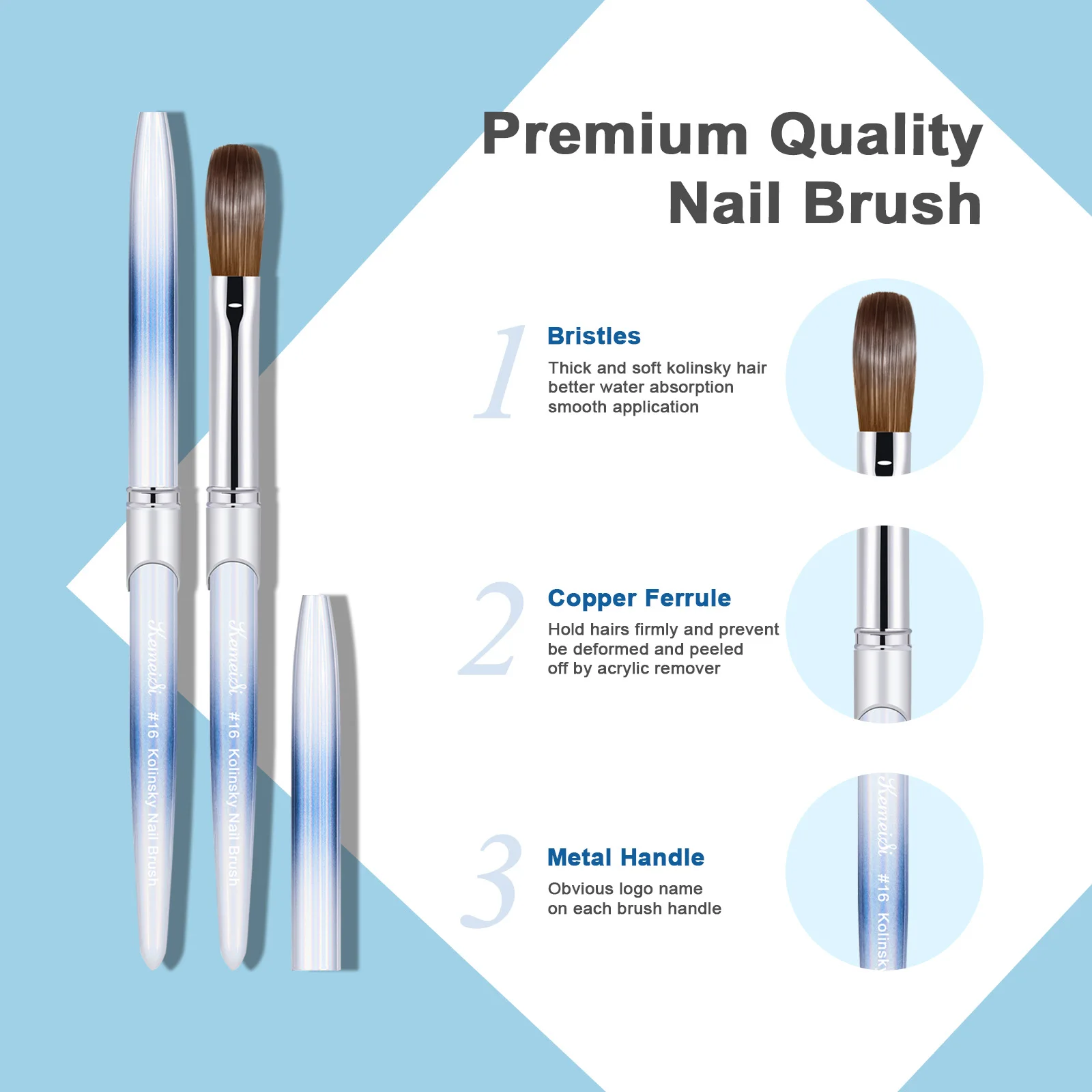 1pcs Kolinsky Acrylic Nail Brush Good Quality Nail Art Mink Brush Wood Handle Gel Builder Manicure Brush Drawing Tools 3