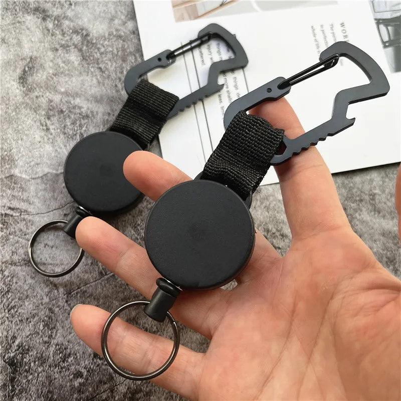 Retractable Reel Keychain High Elasticity Cord Badge Stainless Steel Hook  Retractable Badge Premium Lanyard for Keys Accessories - AliExpress