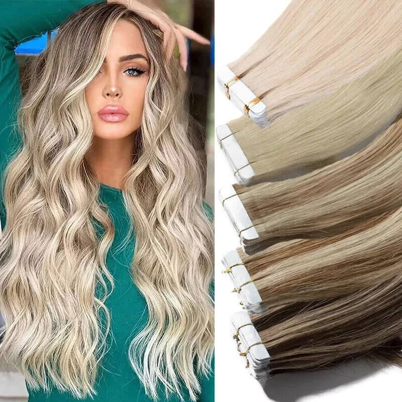 Human Hair Extensions Hair Extensions Invisible Seamless Tape 16-26 Inch
