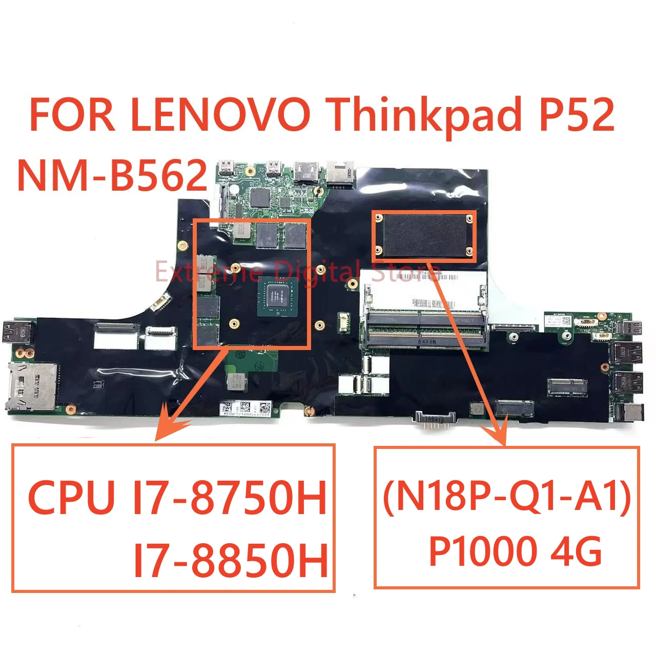 For Lenovo ThinkPad P52 laptop motherboard NMB562 With CPU I78750H I7