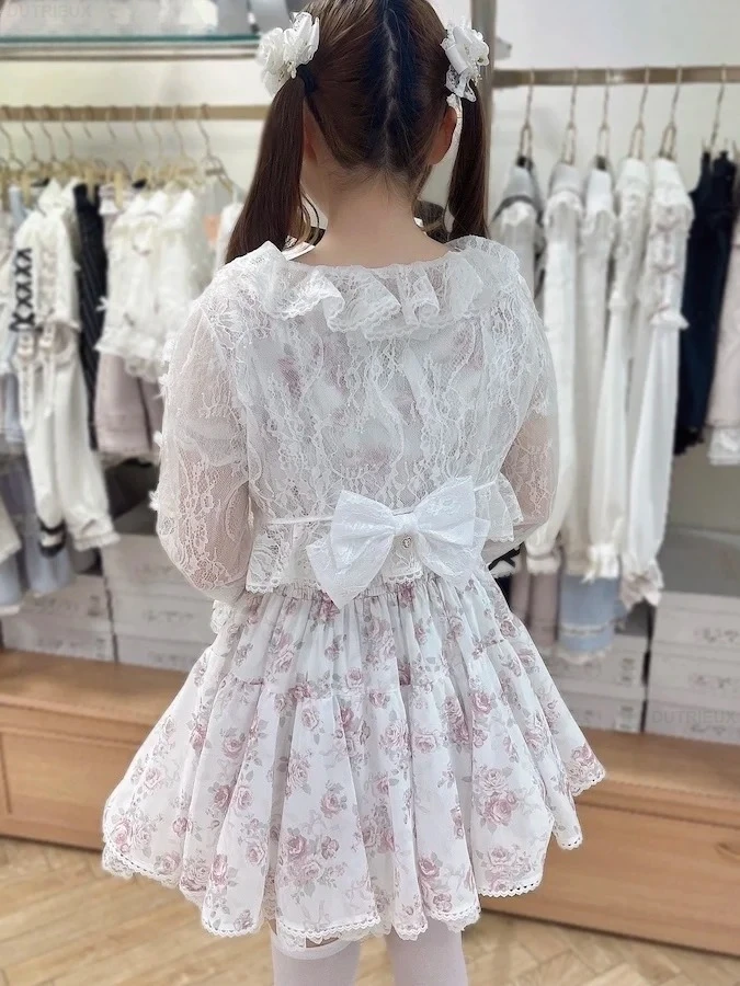 chinese dress ladies Japanese Y2K Vintage Dress Set  Flare Sleeve Patchwork Mini Dress (SM) White / M