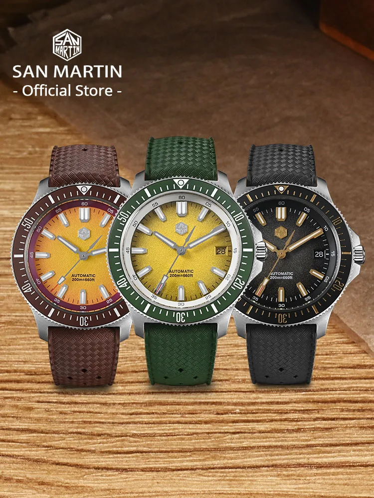 San Martin Ufficiale 40mm 62mas V3 Orologio da sub per uomo Kanagawa Surfing Dial NH35 Meccanico automatico 20Bar Cinturino in caucciù SN0007  1511
