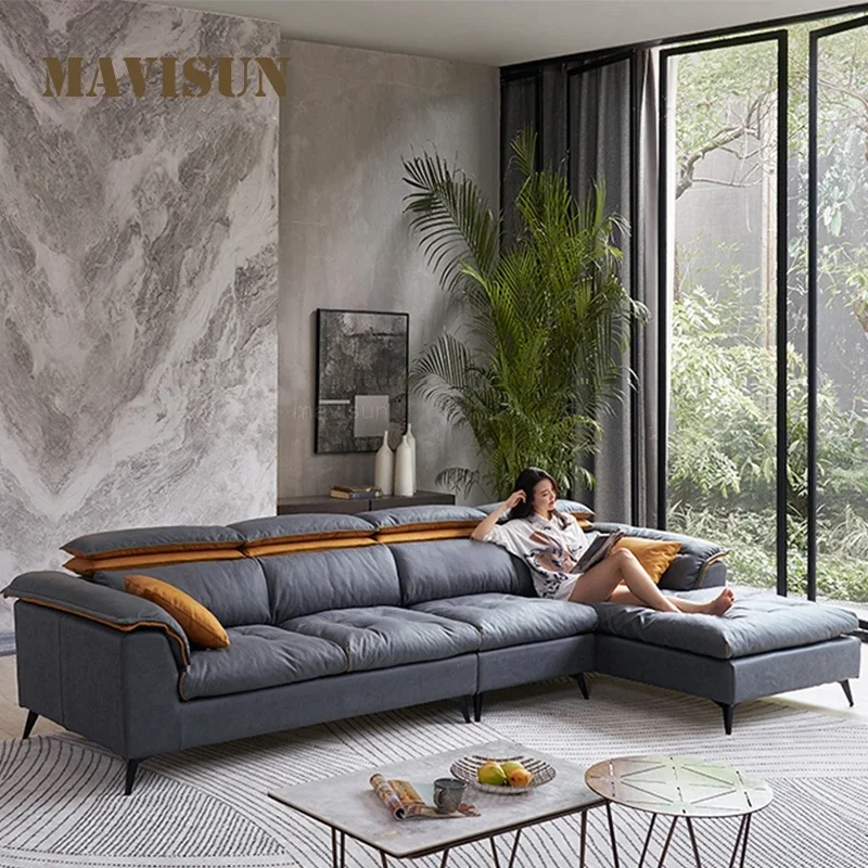 

Modern L-Shape High Quality Leather Sofa For Living Room Master Design Simple 4-6 People Couch Home Bedroom Furniture Sets