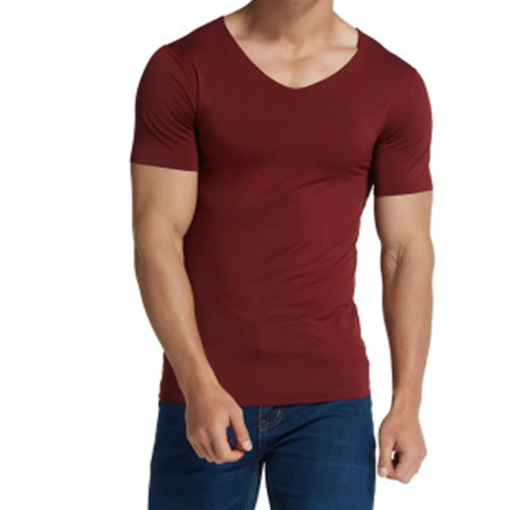 Mens Silk Breathable Short Sleeve Slim Fit Tshirts