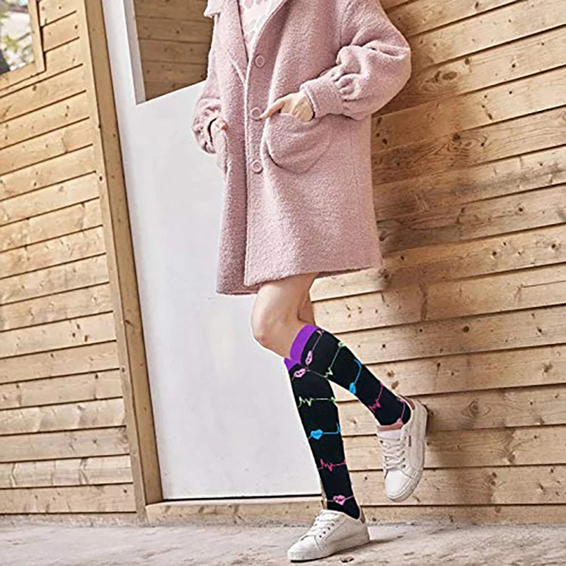 3/5/6/7 Pairs Lot Pack Compression Socks Unisex Knee High 30MmHg Sports Socks Compression Stockings for Diabetic Varicose Veins