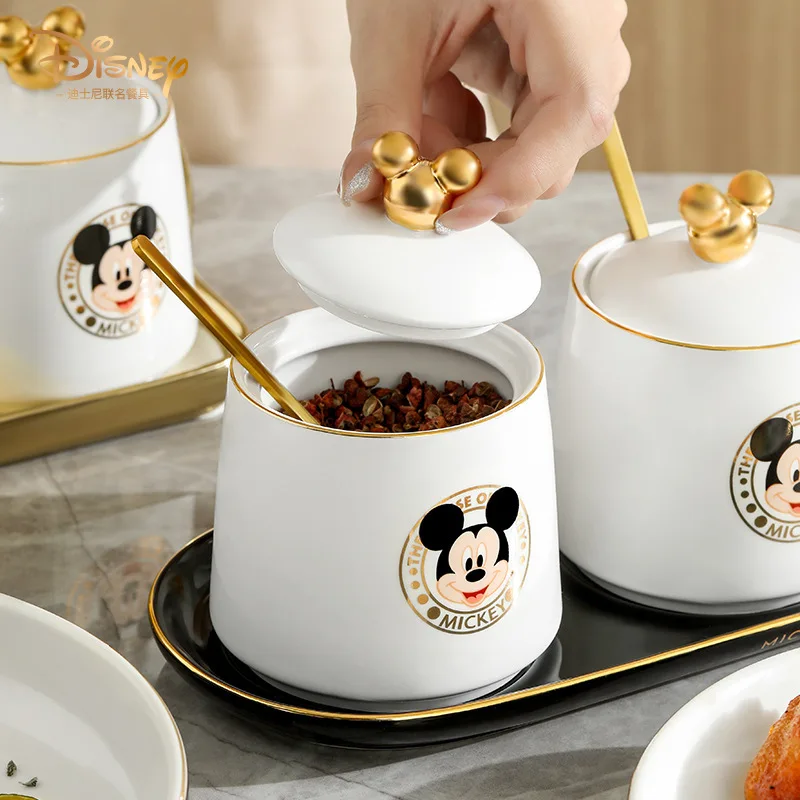 

Disney Mickey Mouse Ceramic Seasoning Storage Jar Set New Cute Salt Pepper Shaker Seasoning Jar Storage Set Girly Kitchen Gadget
