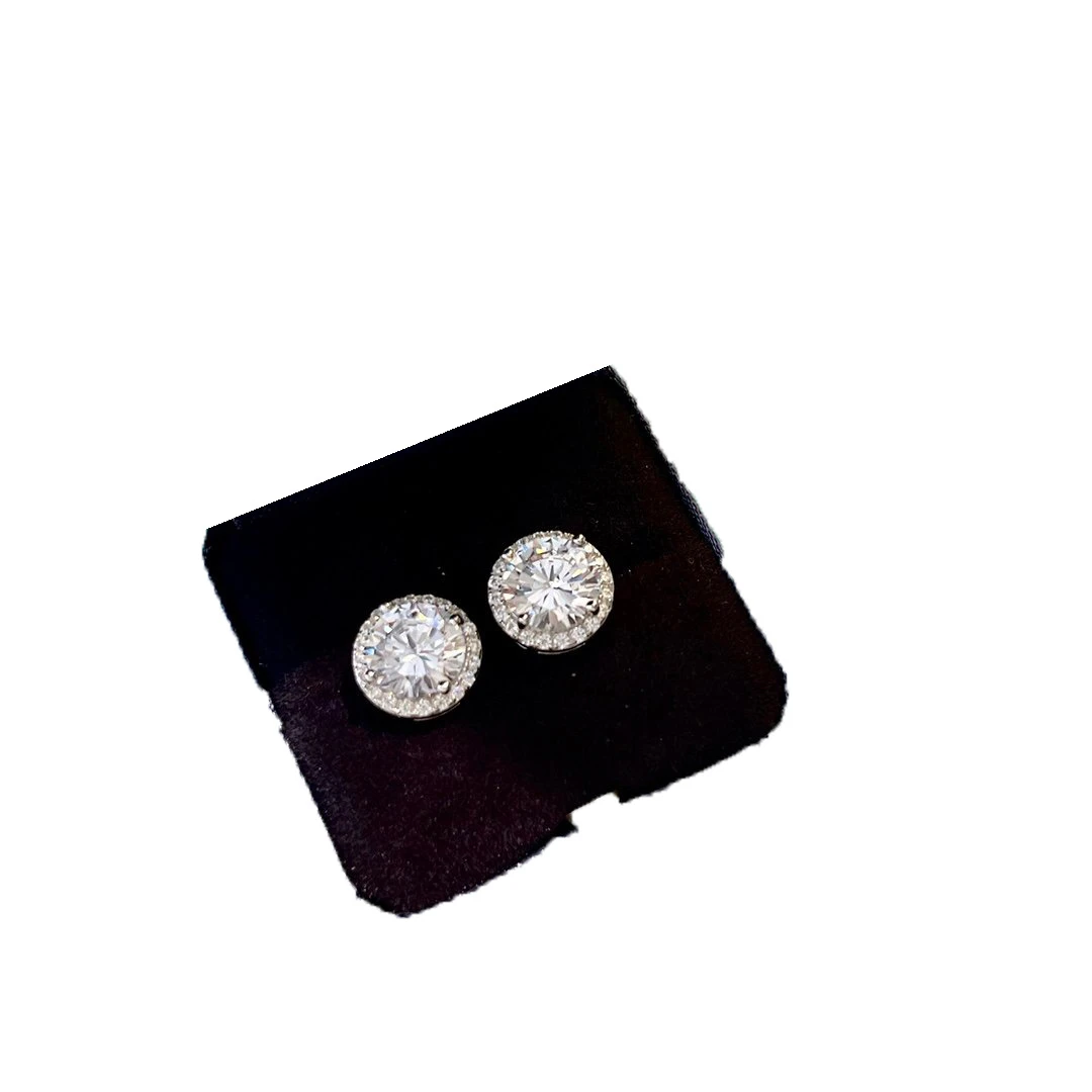 2022 Hot Trend Brand Two Carat Round Diamond Earrings Ear Studs Everyday Wear Versatile Jewelry Atmosphere Banquet