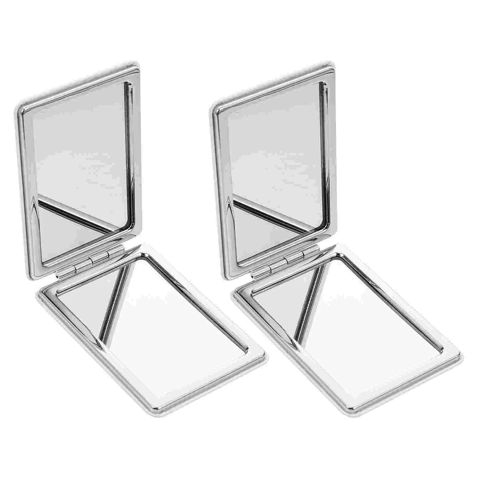 

2 Pcs Folding Mirror Double Sided Makeup Mirrors Green Wigs for Women Iron Pocket