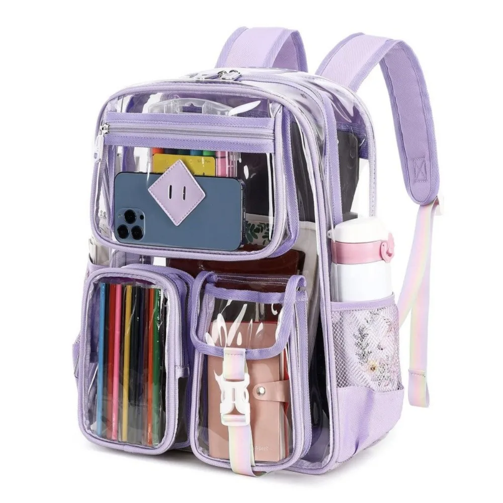 New Transparent Schoolbag Adjustable Strap Large Capacity Computer Bag Versatile Waterproof Backpack 1
