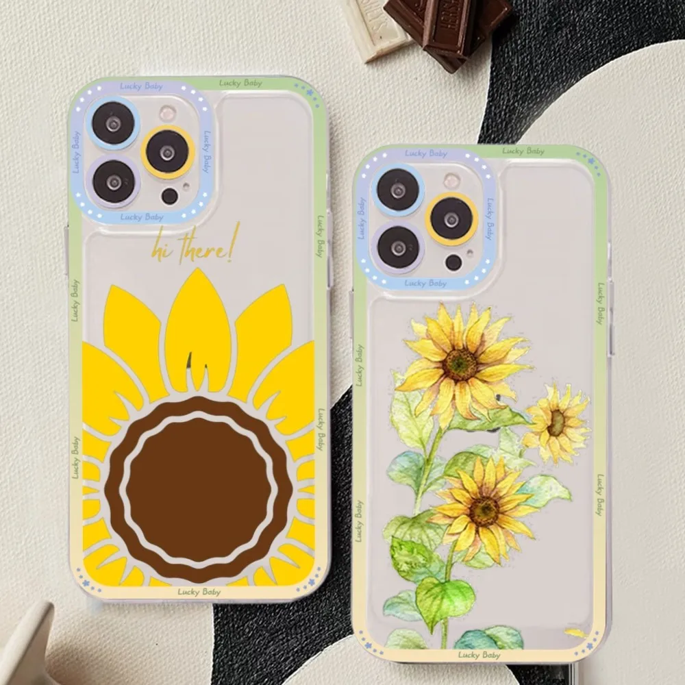 

Sunflower Phone Case For iPhone 15 14 13 12 11 Pro Max Mini X Xs XR Transparent Case