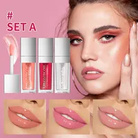 Crystal Jelly Moisturizing Lip Oil Set Plumping Lip Gloss Makeup Sexy Plump Lip Glow Oil Tinted Lip Plumper Set 4