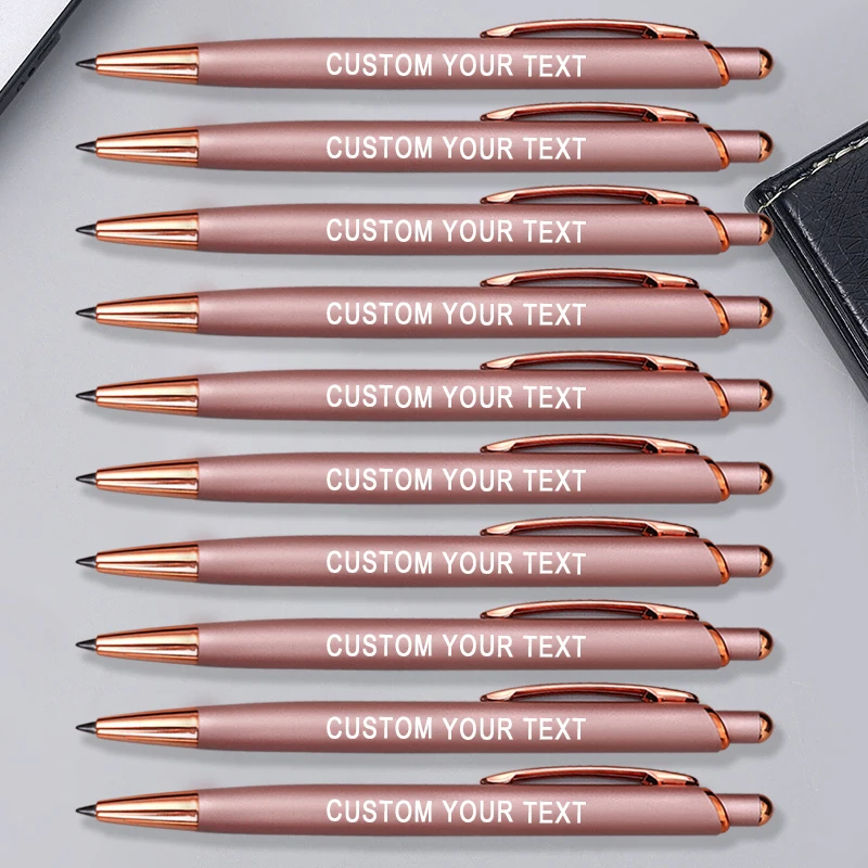 10 pcs Custom Luxury Ballpoint Pen Metal School Teacher Gift Supplies Stationery Office Accessories Creative Useful Lettering