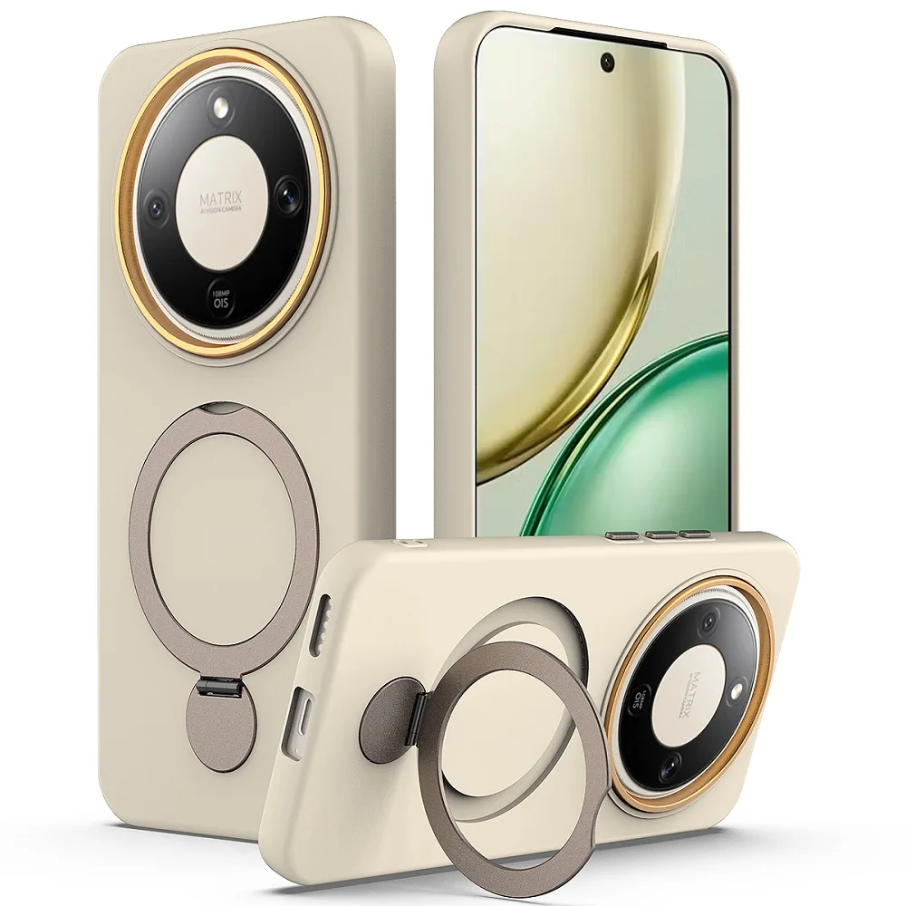 Solid Color Shockproof Skin Feel Ring Bracket Phone Case