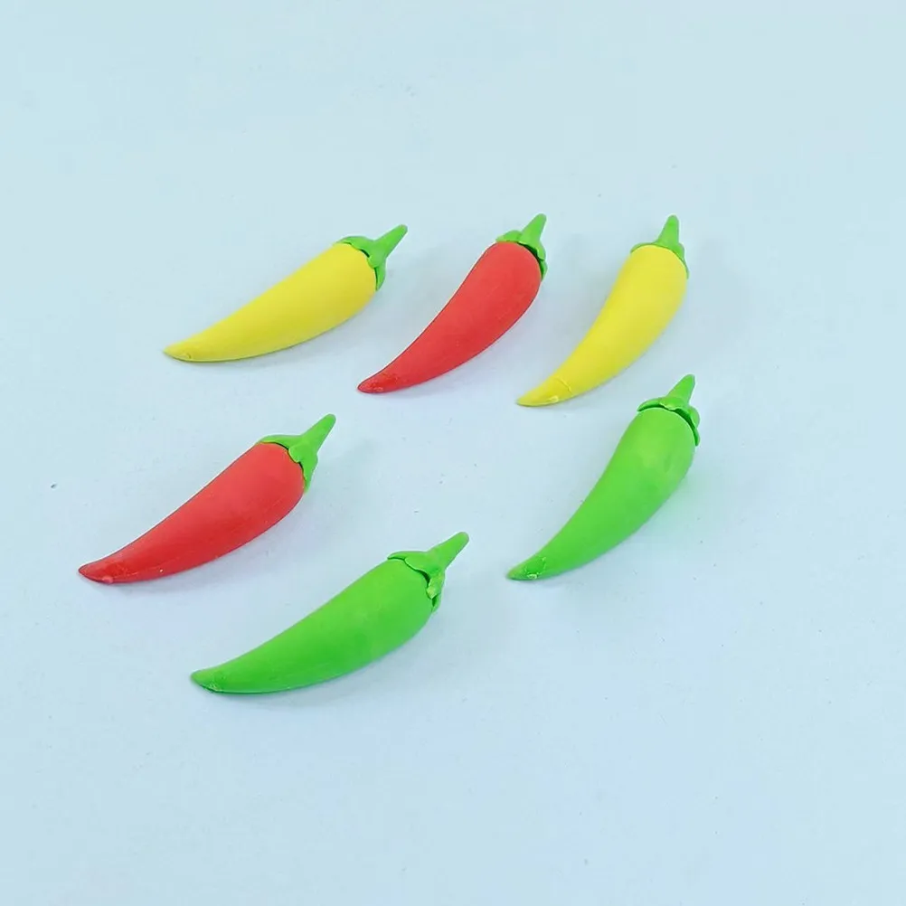 24Pcs 재미있는 음식 지우개 미니 레드 칠리 모양 소프트 Tpr 지우개 공예 지우기용 책상 장식 교실 상품 카와이 문구류