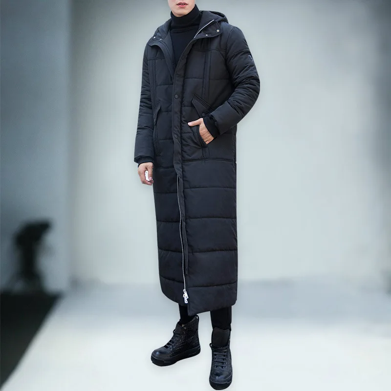 

Space Cotton Men Winter Black Parkas Quality Hooded Hat Thick Coat Zipper X Long Jacket Warm Snow Wear Overcoat Outdoor