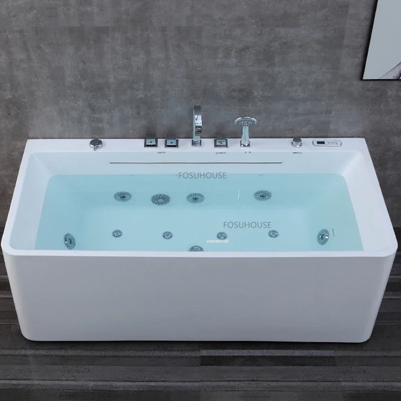 Rectangle Spa Bathtubs Bathroom Fixture Acrylic Seat Bath Adults Surf Massage Waterfall Creative Household Hydromassage Bath