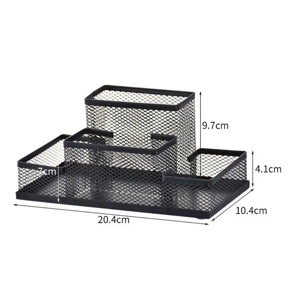 Mesh Desk Organizer Desktop Pen Holder 4 Compartments Metal Stationary Organizer Desk Caddy Office Home Stationery Supplies pen holder,stationery organizer,desktop storage shelf,desktop storage box,desktop storage kit,stationery storage box,storage drawer boxes