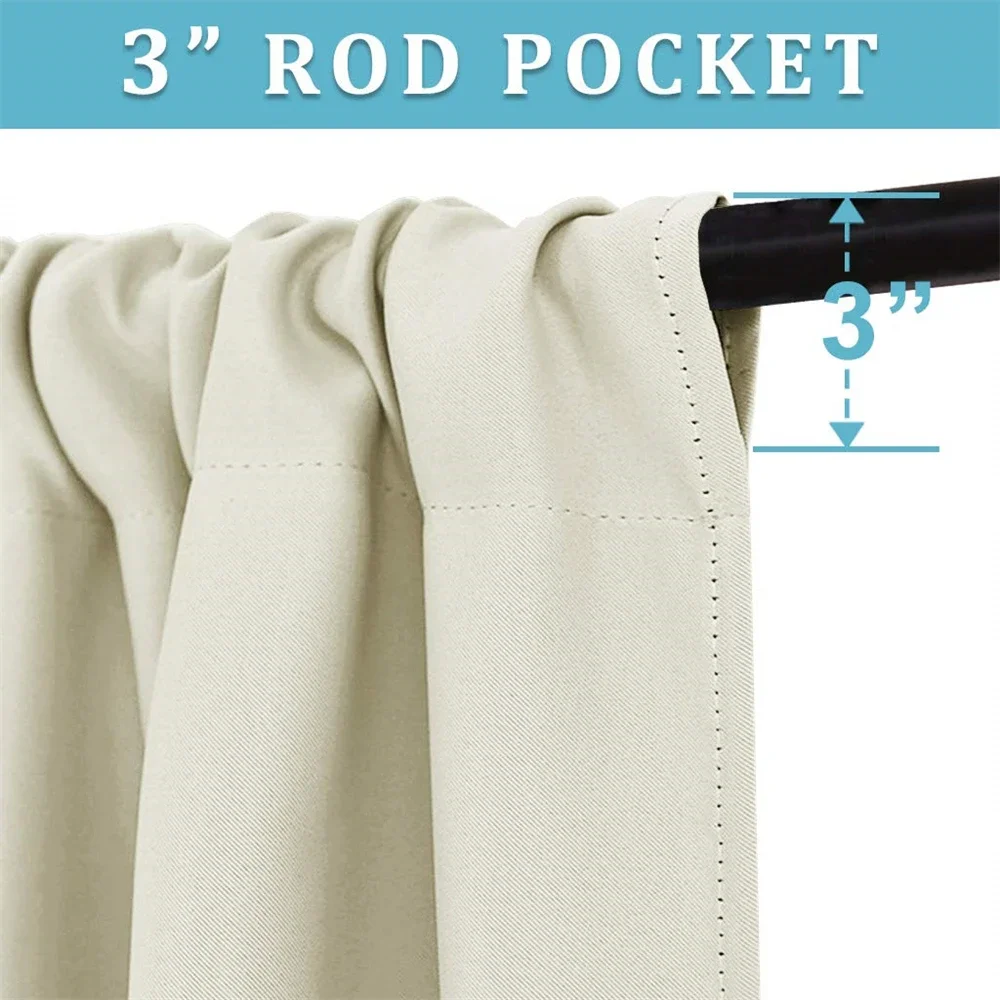 RYB HOME 2Pcs Blackout Short Curtains for Living Room Bedroom Curtains for Kitchen Darkening Curtains Insulated Solid Panels 4