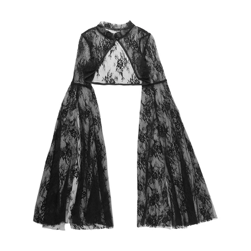 

Crop Top for Womens Mesh T-shirt Shirt Sheer Blouses Long Sleeve Lace Mesh Camisole Party Night Club Shirts