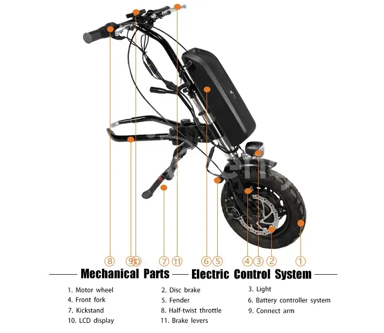 48v 800W Electric Handcycles For Electric Wheelchair With 13ah Lithium Battery