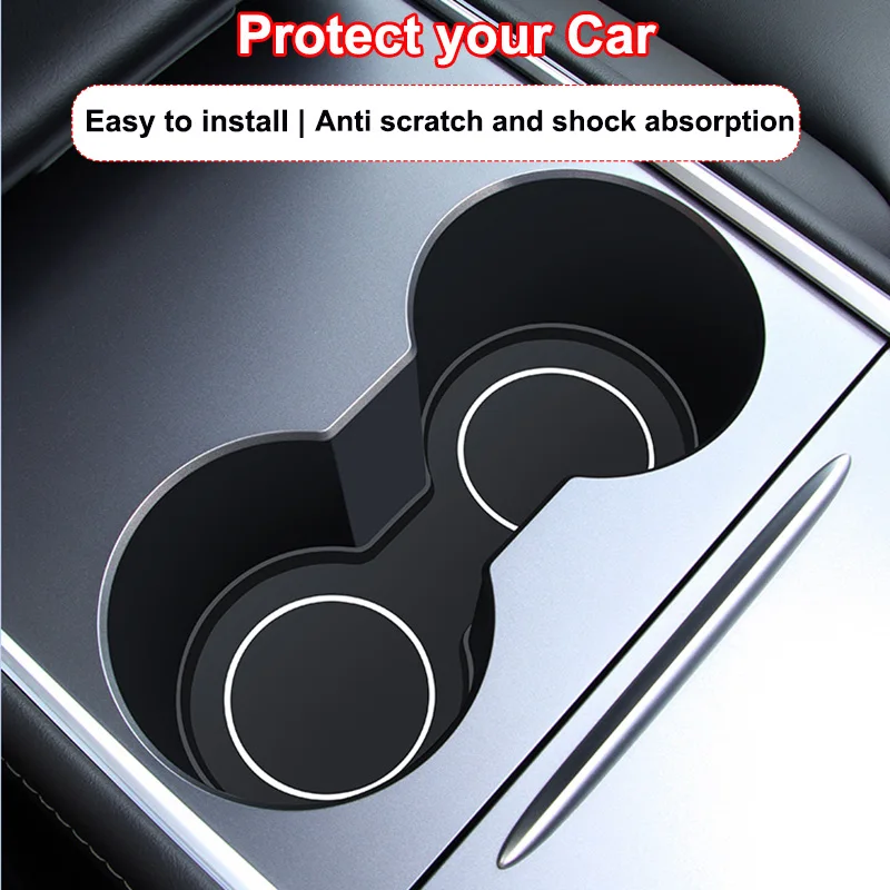 Cup Holder Coasters Car Coaster Pads For Tesla Model 3 Y Water Cup Holder Mats Non-slip Coaster Soft Silicone Pad
