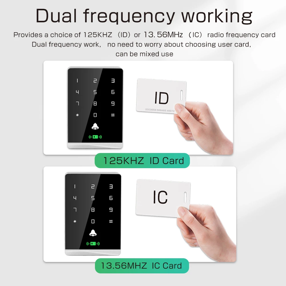 T2DC RFID Access Control Keypad RFID Reader 125Khz+13.56Mhz Mi-fare all Support