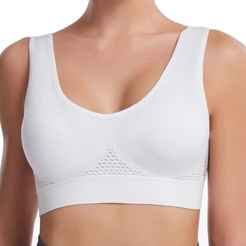 S-7XL Plus Size Grid Air Holes Bra sports without underwire Women's Underwear Shock-proof Yoga Running Brassiere Hollow out Vest 1