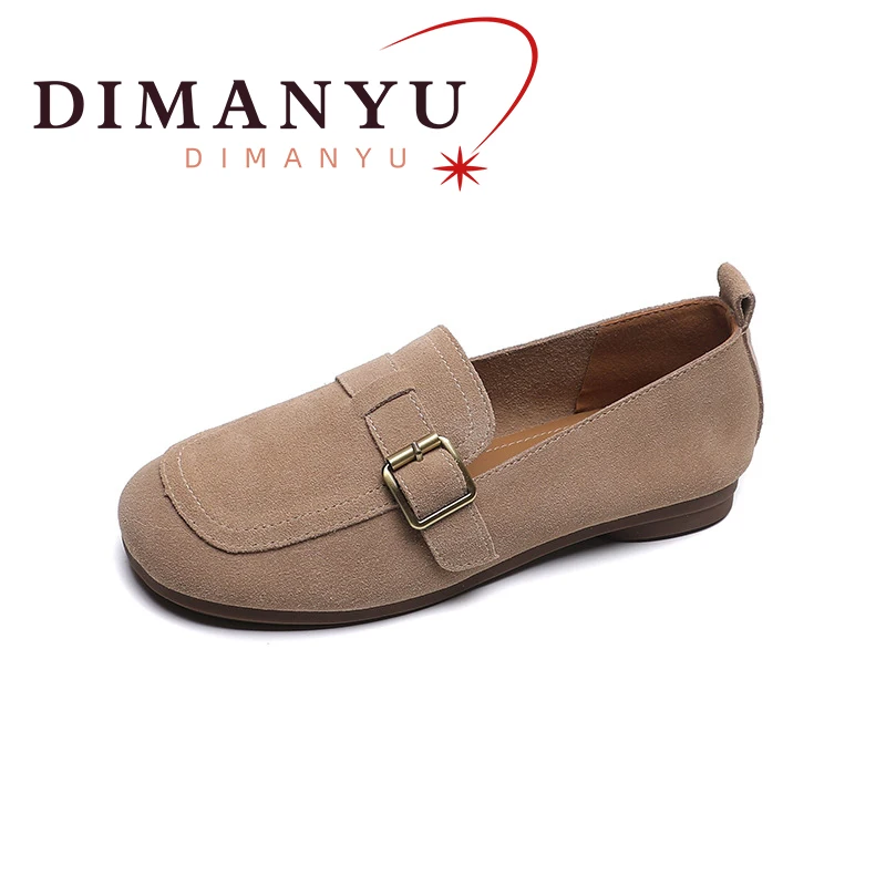 

DIMANYU Loafer Shoes Women Flat 2024 Spring New Women's Shoes Retro Large Size 41 42 43 Women's Bean Shoes