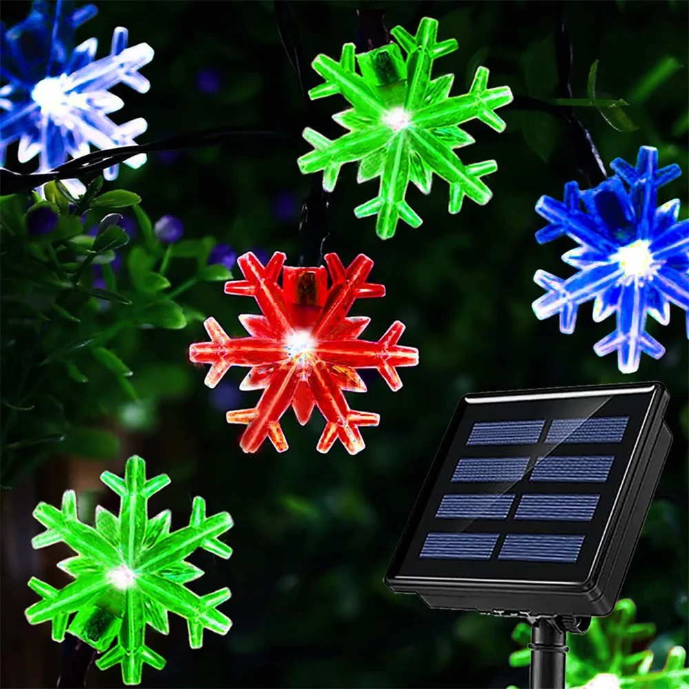 Solar powered snowflake lights best sale
